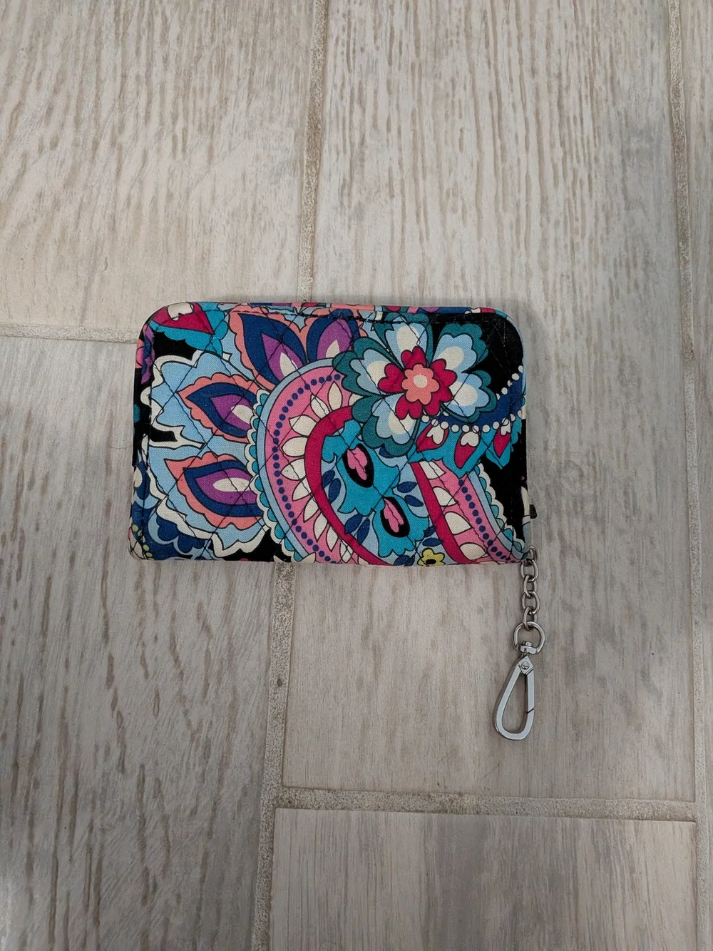 Vera Bradley Black Multi Floral Paisley Wristlet